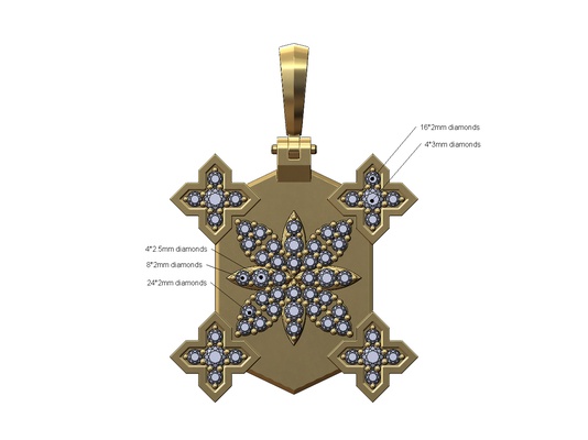 square flower diamond pedals moroccan star corners pendant 3d print model maltese necklace cluster jewelry printable gold silver jewellery bail vintage fashion 3d print model - Mito3D