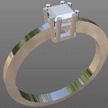 square ivy solitaire jewelry jewel ring order 3d print model - Mito3D