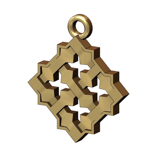 square moucharabieh pendant charm 3d print model jewelry faceted printable moroccan beldi gold jewellery fashion arabian sterling pattern dangle bracelet necklace bead geometric silver bracelets 3D print model - Mito3D