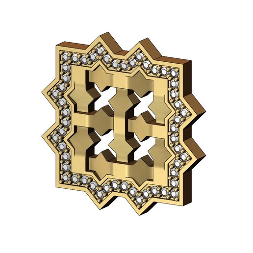 square moucharabieh pendant diamond halo 3d print model jewelry faceted printable moroccan beldi gold jewellery fashion arabian sterling pattern charm bracelet necklace geometric silver pendants 3D print model - Mito3D