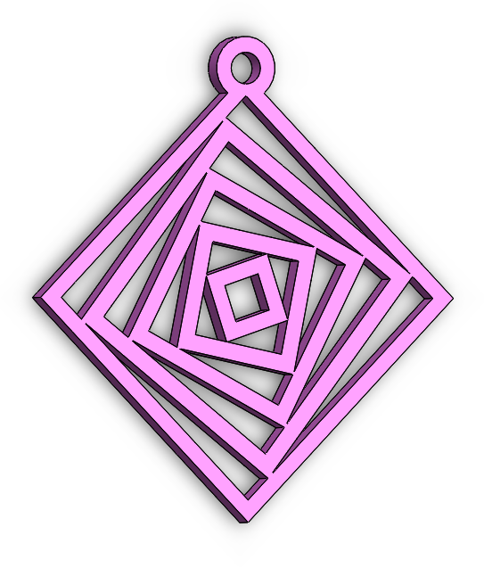 square recursive earrings pendant geometric spiral nosupport mathart 3D print model - Mito3D