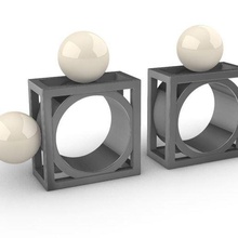 square rings pearl jewelry ring pearls 3d print model - Mito3D