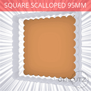 square scalloped cookie cutter 95mm fondant ausstechform cortador de galletas biscoito tagliabiscotti basic shape classic 3d print model - Mito3D