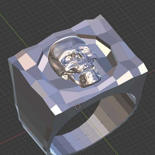 square skull ring cranium jewellery jewerly 3D print model - Mito3D