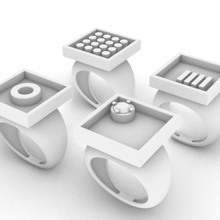 squares collection jewelry rings 3d print model - Mito3D