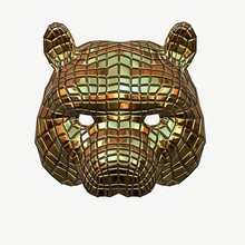 calamaro gioco orso maschera vip modello low poly 3d serie d'oro oro lowpoly 3d print model - Mito3D