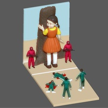 kalamar oyun oyuncak bebek sahne 1 paketlemek netflix heykel 3d Yazdır Sanat asker 3d print model - Mito3D