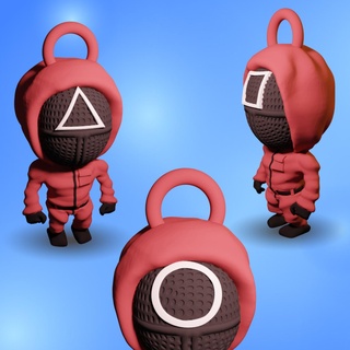 Lula jogos chaveiro pacote chibi brinquedo coleção soldado Admirador arte vermelho mascarar netflix chave anel 3d print model - Mito3D