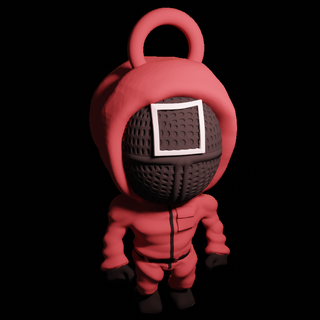 squid game keychain square chibi toy collection soldier fanart red mask netflix key ring 3d print model - Mito3D