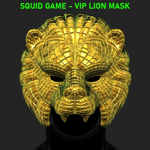 calamar juego máscara VIP león 3d impresión modelo Arte bstar3dprint polígono accesorios juguetes disfraz 3D print model - Mito3D