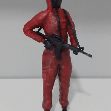 Lula jogos soldado trabalhador arma fogo mascarar netflix 3d print model - Mito3D