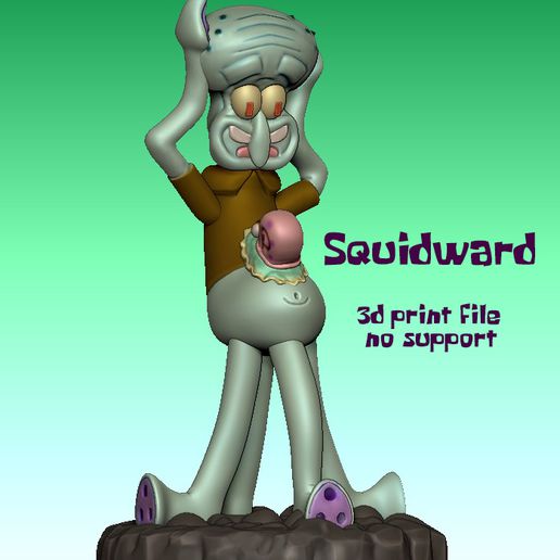 squidward art character figure spongebob toy miniatures statue cartoon crab snail patrick sponge bob suqare squid child sculptures 3D print model - Mito3D