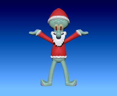 calmar Père Noël claus Bob l'éponge art heureux Nouveau an patrick dessin animé joyeux 3d print model - Mito3D