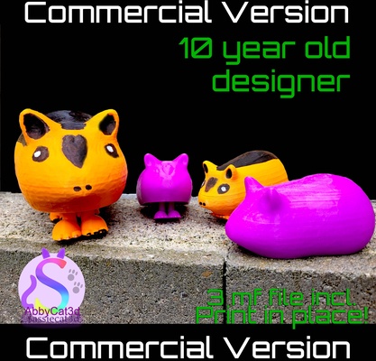 squigles sqeaker guinea pig commercial version guineapig toy art pip print in place 3mf 3 mf abbycat3d kids young designer design piglet cute pet animal 3d print model - Mito3D
