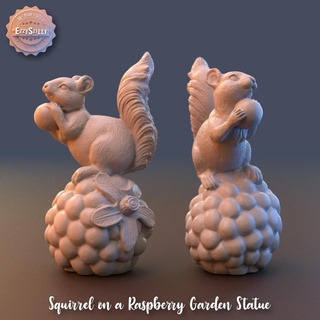 squirrel raspberry garden statue sculpture toy animal nuts rodent woods fruit strawberry fall seasons cute 3d print model - Mito3D