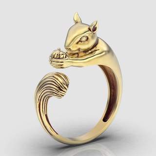 squirrel ring Jewelry silver gold kobra jewelry printable 3d model trend fashion design zbrush tiger 3d print model - Mito3D