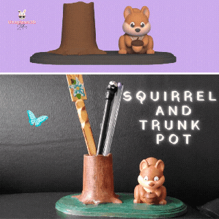 squirrel trunk pot 3d print model - Mito3D