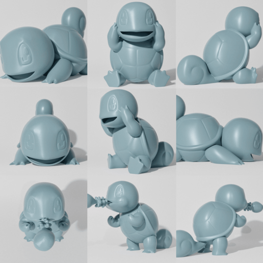 squirtle 3 parte do pacote de squirtle-evo-pack, leia a descrição jogo pokemon p kemon shadowbons Impressos em 3d kanto 3D print model - Mito3D