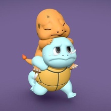 squirtle helping charmander 3d print model - Mito3D