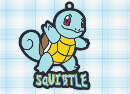 squirtle keychain pok mon pokemon gift fanatic games 3d printing design customized bluegreen yellow brown red white black animals pets video collectable decoration 3d print model - Mito3D
