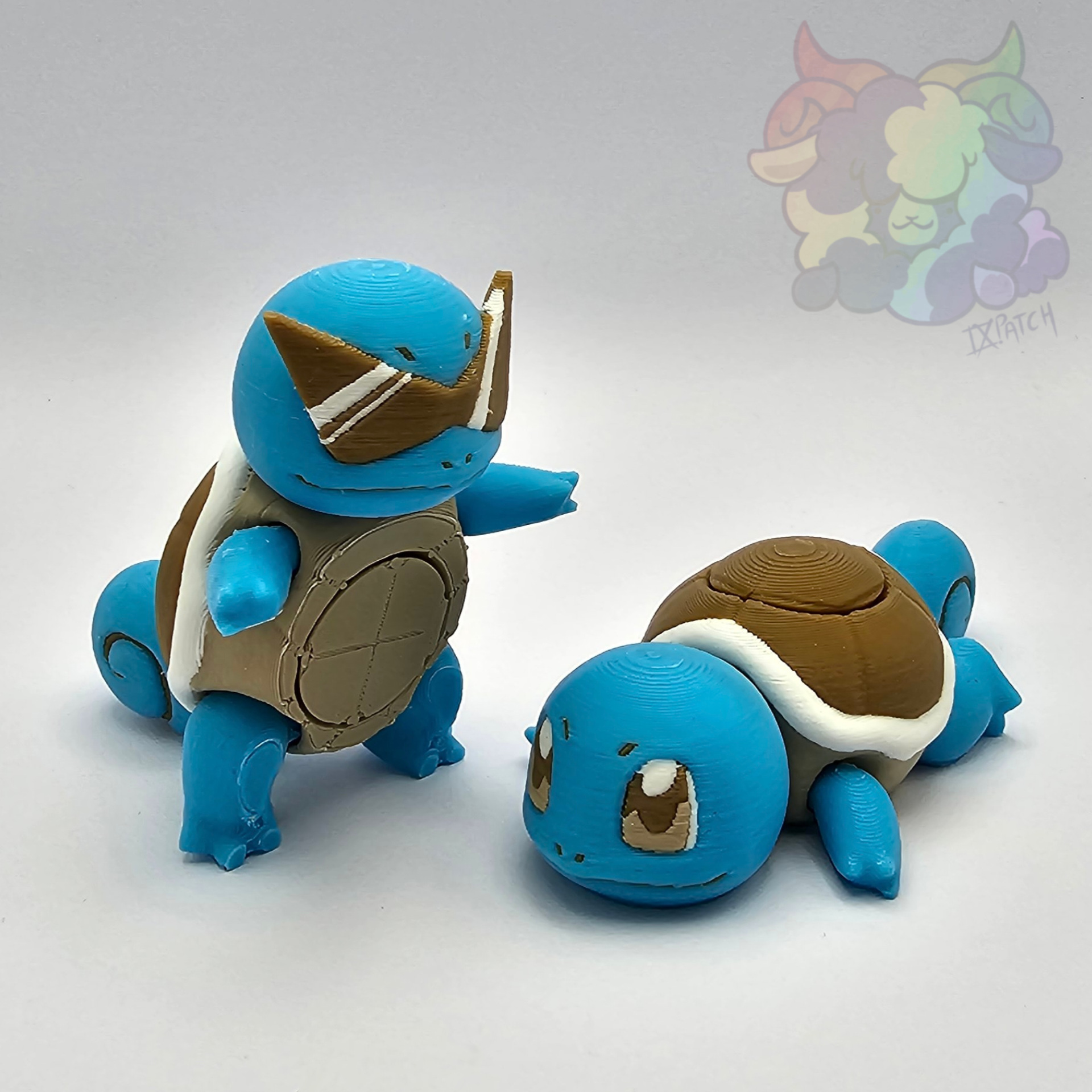 chorro hilandero flexi articulado empujar Lun impresión sitio apoya flexible agitarse agua Tortuga tortuga verruga blastoise criatura pokemon monstruo juguete 3D print model - Mito3D