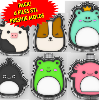 squishmallow kawai pack 6 stl freshie molds - silicone mold box molde silicona 3d model molding mould make manufacture boxes 3d print model - Mito3D