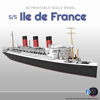 ss ile de france french ocean liner 1927 print ready model ship boat paquebot transatlantic transatlantique navire resin 1 1000 scale stl line rms 3d print model - Mito3D