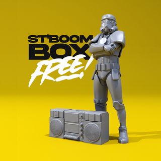 st 39 boom caixa arte estátua escultura figura estrondo miniaturas livre humano estatuetas boombox Stormtrooper Guerra Estrelas esculturas corpo personagem companheiro resina 3d print model - Mito3D