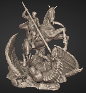 st george slaying dragon saint george st george catholic christian dragon horse roman soldier legionary  3d print model - Mito3D