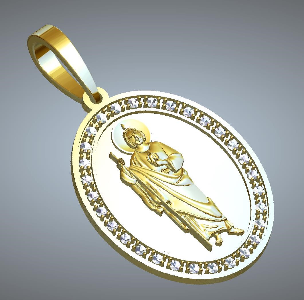 st jude thaddeus médaille médaille religieux st jude ovale pierres médaille religieuse st jude ovale pierres 3D print model - Mito3D