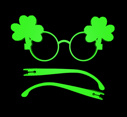 st patrick's day glasses mtprintmodels selfmade party saint 17 march clover green 3d print model - Mito3D