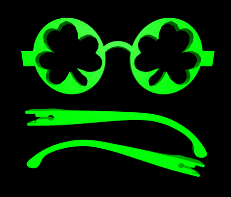 st patrick's day glasses 3 mtprintmodels selfmade party saint 17 march clover green 3d print model - Mito3D