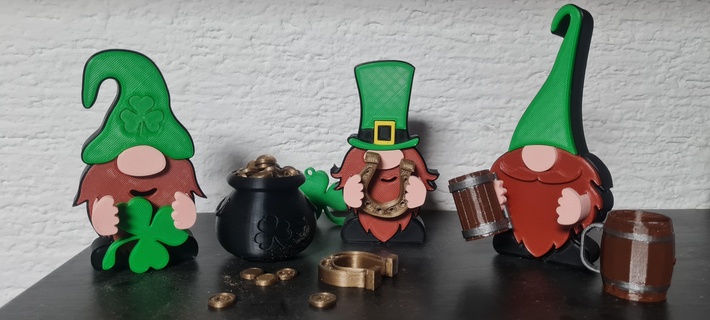 st patrick's day gnome combo pack gold pot saint patrick 3d print model - Mito3D