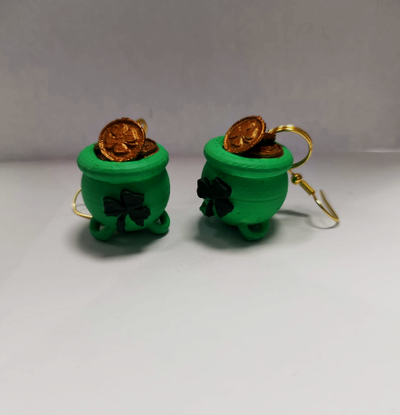 st patrick earrings saint patrician's day goblin irish green jewelry patrick's pending gnome party print on site beer pierre festive container ireland pot ring 3d print model - Mito3D