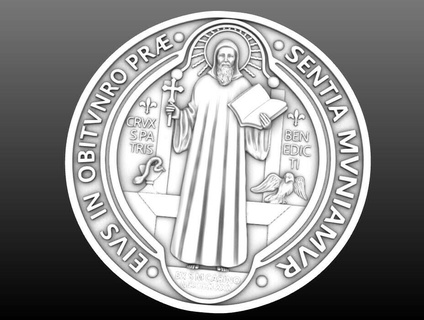st Benoît or médaillon bijoux Saint catholique imprimable Jésus médaille medalha santo Christ bento maria sao pingente art pendentif pendentifs 3d print model - Mito3D