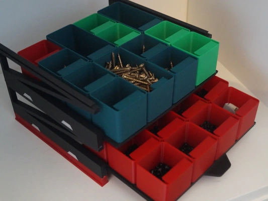 istiflenebilir sonsuzluk tepsi gadget organizasyon ızgara sonluluğu raf çöp kutusu cıvata vidalamak bitler adet 3d print model - Mito3D