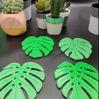 stackable monstera coaster magnets leaf magnet homedecor wild plant 3d print model - Mito3D