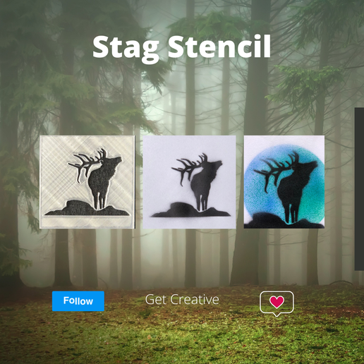 stag - elk stencil 3D print model - Mito3D