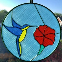 beflecken Glas Tier Vogel Vögel Blau Blume einfügen Mehrfarben Natur rot befleckt window Fenster Gelb Haushalt Lieferungen 3d print model - Mito3D