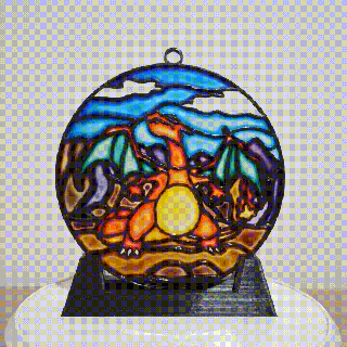 stained glass charizard pok mon fire red charmander frame painting ash charmeleon 3d print model - Mito3D