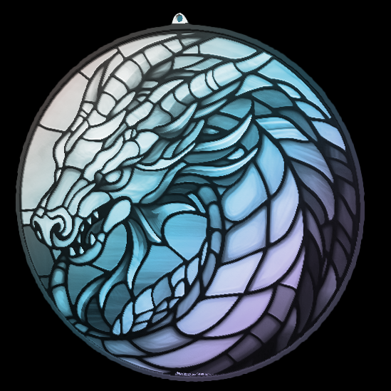 stained glass dragon window lithopane - 35 home resin sla ender decor animal art decoration fantasy 3D print model - Mito3D