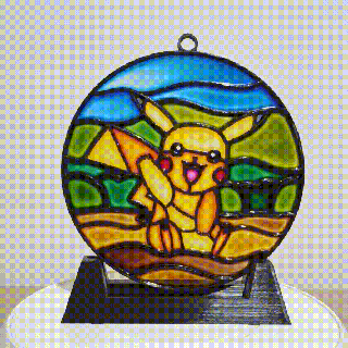 stained glass pikachu pok mon pichu frame painting raichu ash 3d print model - Mito3D