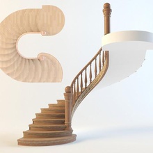 stair architecture wood railing modern design house step furniture interior classic 3d print model - Mito3D