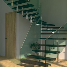 stair wood veneer steps glass railing architecture 3d max 2021 v-ray 5 winrar 3d print model - Mito3D
