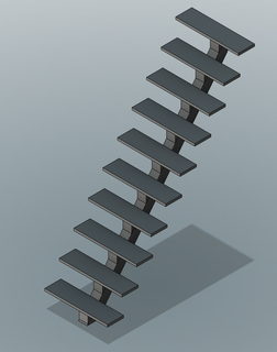 merdiven merkezi stringer alüvyon Sanayi yürümek ev çelik Odun 3d print model - Mito3D
