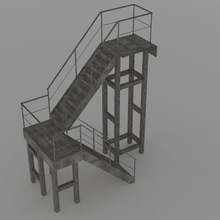 escalera metal wootread pared larguero hierro paso barandilla pasos balaustre carril arquitectónico madera edificio componente arquitectura 3d print model - Mito3D