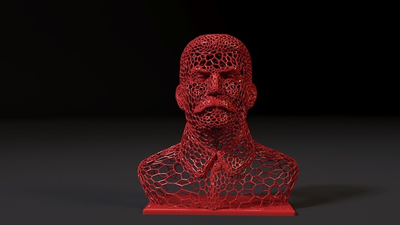 stalin busto Joseph Stalin josefstalin Soviético bolchevique socialista socialismo Arte esculturas figura estatua miniaturas cabeza estructura metálica voronoi malla alambre decoración lámpara cable 3d print model - Mito3D