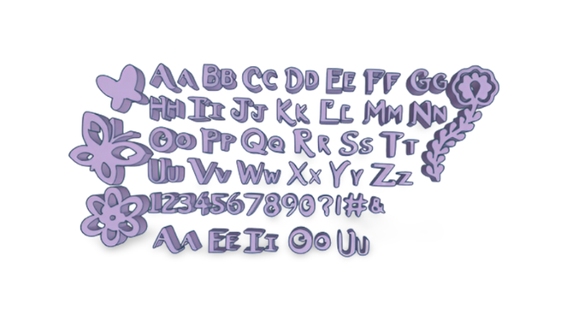 timbre ensemble abc lettres alphabet Nombres charme 3d print model - Mito3D