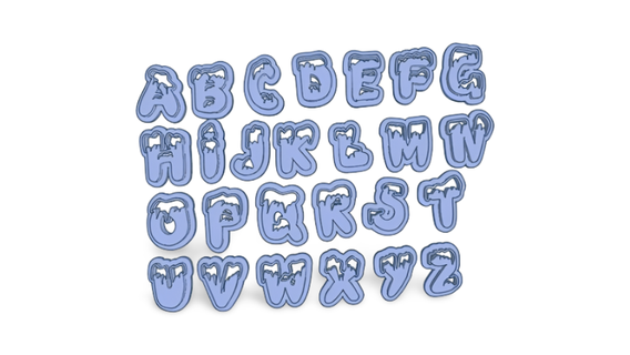 carimbo conjunto abc neve alfabeto cartas 3d print model - Mito3D