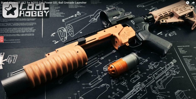 stand alone m203 gas power airsoft & gel ball grenade launcher blaster m4 ar ar15 ldt 3d print model - Mito3D